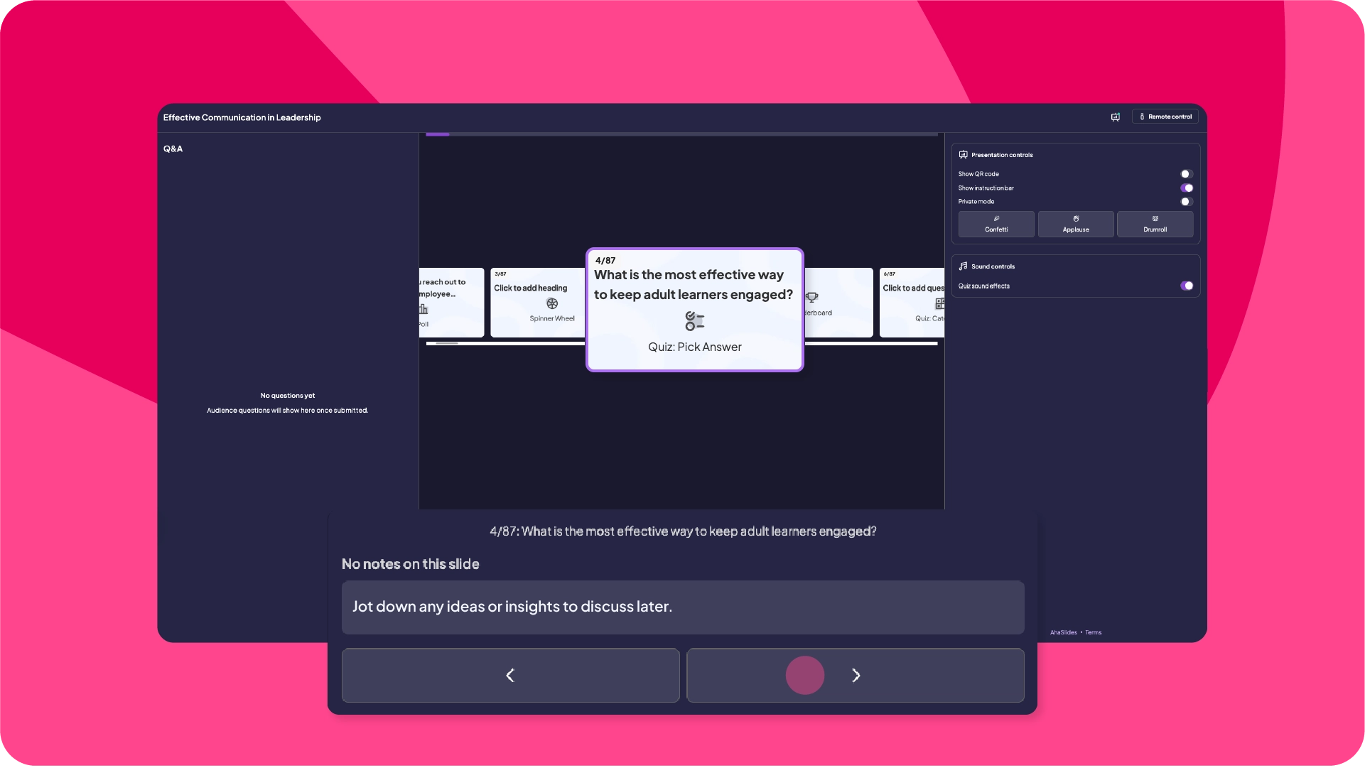 Kviz AhaSlides, ki se uporablja za prebijanje ledu med sestanki